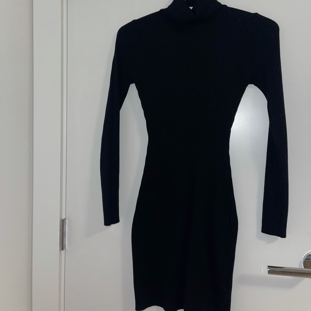 Black turtle neck sweater dress